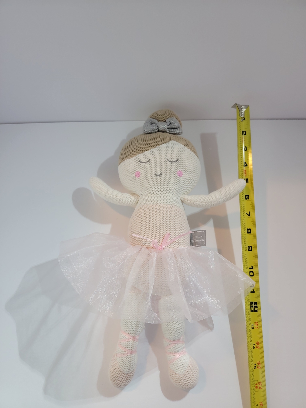 Emma Ballerina Doll in Pink and Cream - Soft Knit Kids Toy - Picture 3 of 6
